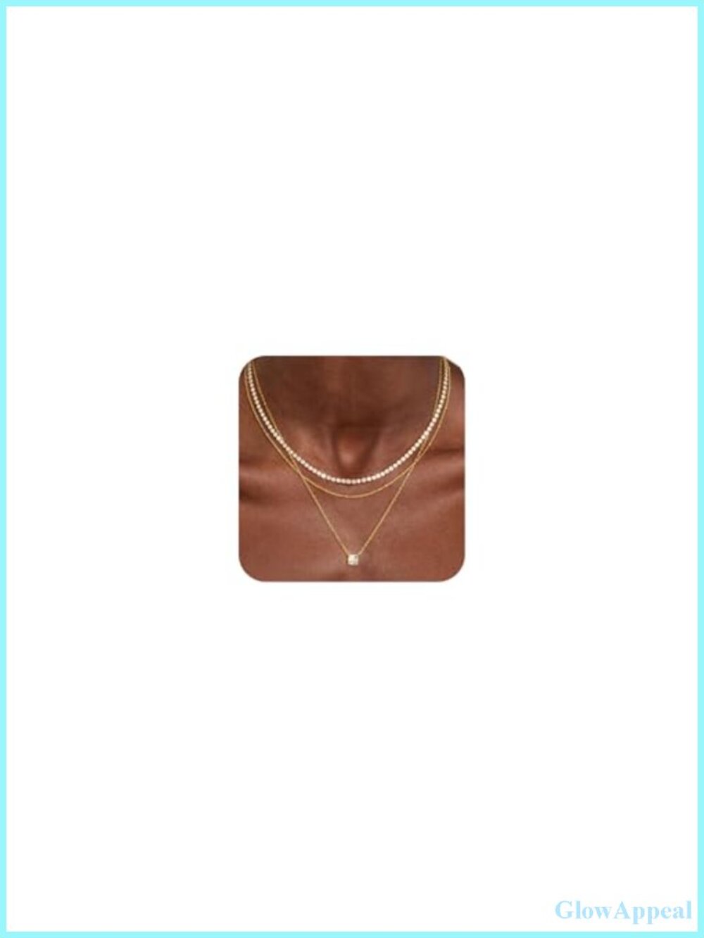 14K Gold Plated Layered Necklace CZ Pendant Stackable Dainty
